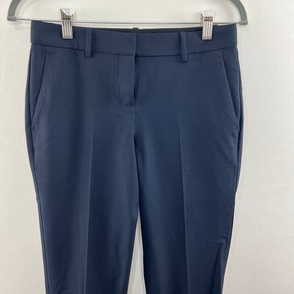 THEORY Navy Blue Trouser Dress Pants Pleated Skinny Leg Pockets Career Size 0 - Picture 2 of 6